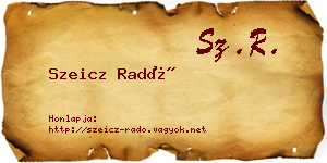 Szeicz Radó névjegykártya